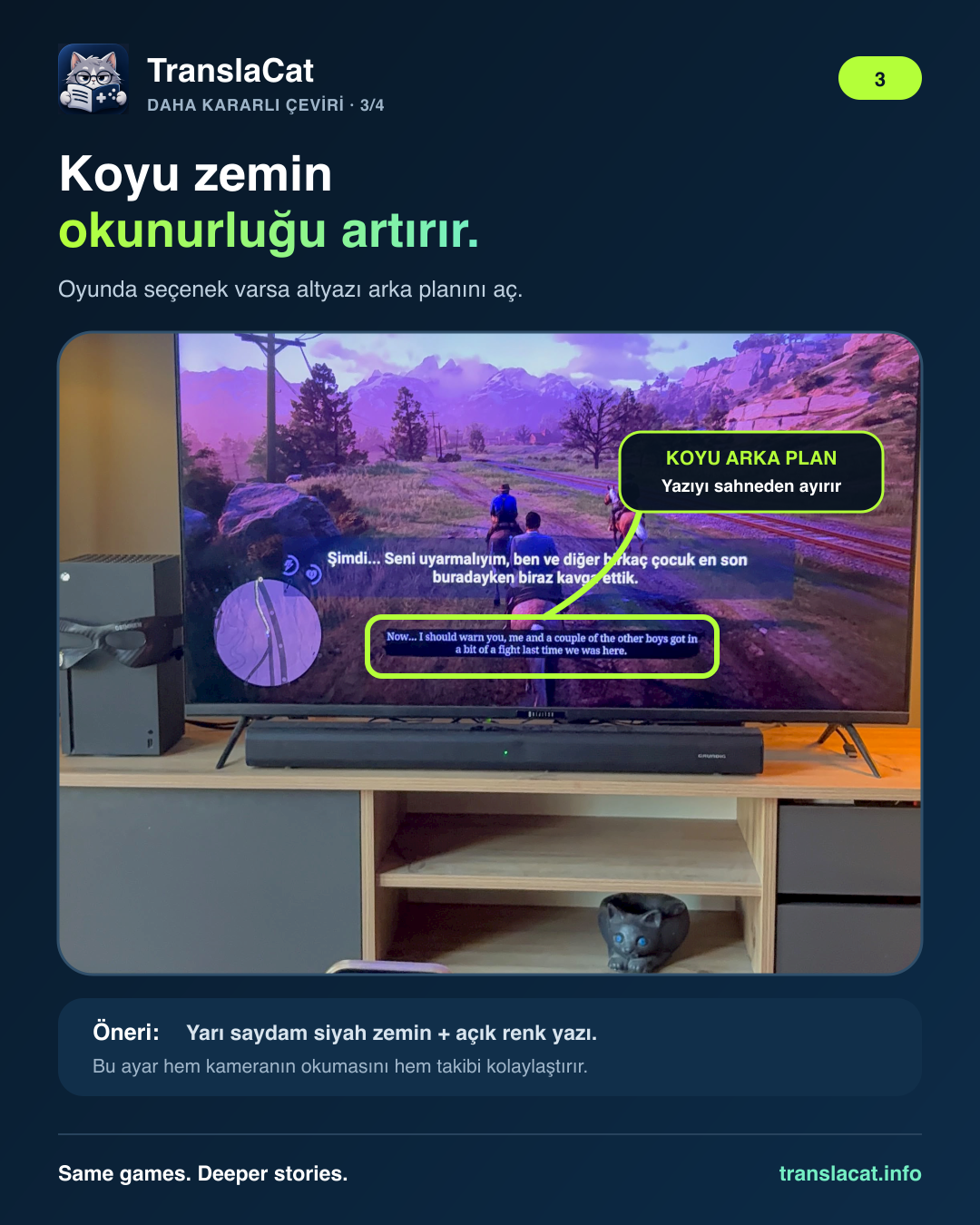 Enable a dark subtitle background when available.